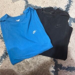 Nike Mens Vintage Short-Sleeve Tee and Waffle Long Sleeve Set - Blue & Black